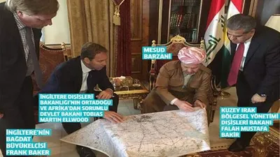 Barzani ve İngilizler harita başında