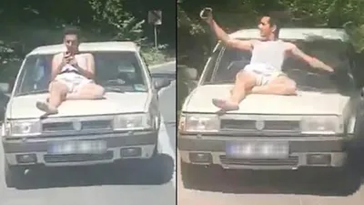 Otomobilin üzerinde tehlikeli yolculuk