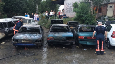 İstanbul'da 6 otomobil alev alev yandı