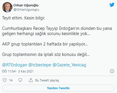 Erdoğan'ın sağlık durumu ile ilgili açıklama: ''Teyit ettim, kesin bilgi!'' - Resim : 1