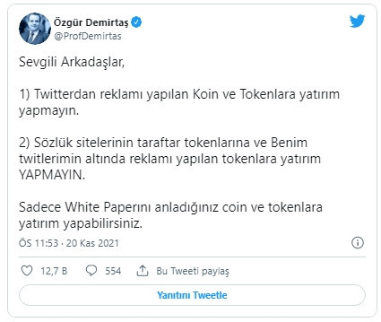 Prof. Dr. Özgür Demirtaş'tan kripto paralar için kritik uyarı - Resim : 1