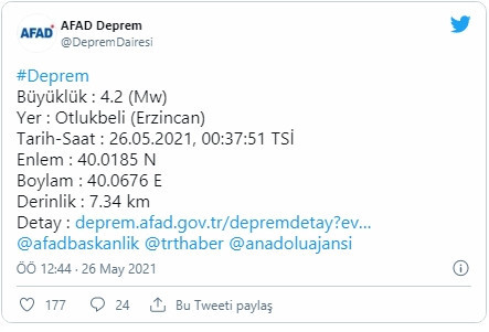 Erzincan’da 4.2 büyüklüğünde deprem - Resim : 1