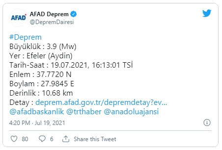 Aydın'da 3,9 büyüklüğünde deprem - Resim : 1