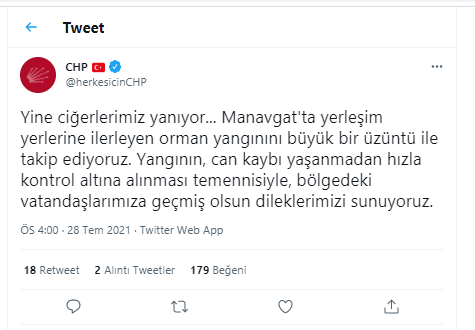 CHP'den Manavgat'ta çıkan orman yangını ile ilgili açıklama - Resim : 1