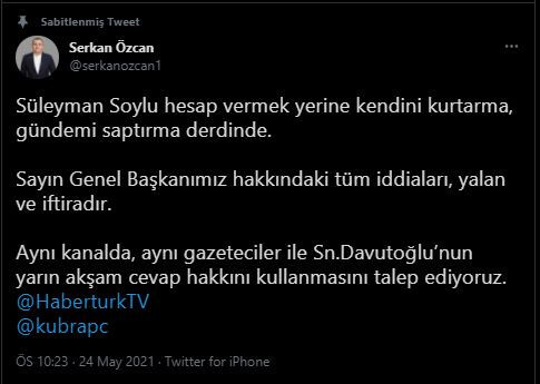 Soylu'nun Davutoğlu iddiasına yanıt - Resim : 1