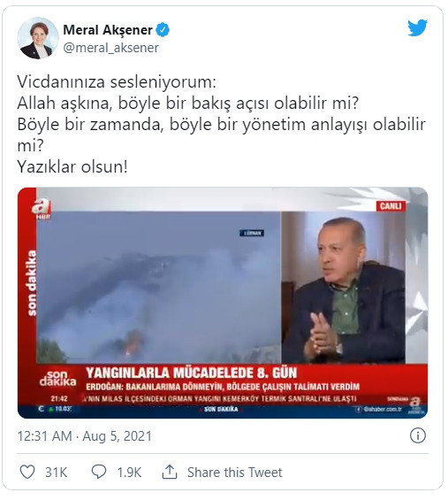 Erdoğan'ın ''yangın olur da canlı yanmaz mı'' açıklamasına sert tepki - Resim : 1