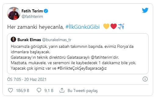 Fatih Terim'den Galatasaray'ın yeni başkanı Elmas'a yanıt - Resim : 1