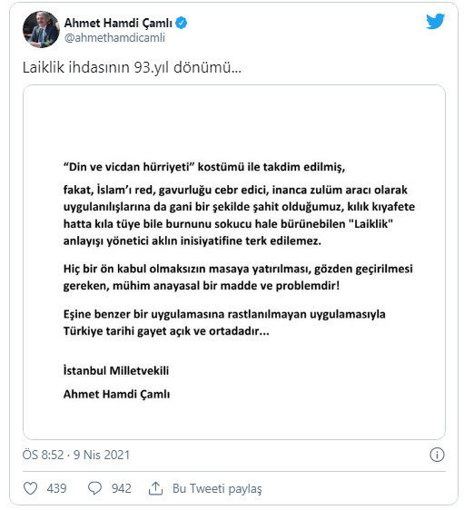 AK Partili Çamlı: ''Laiklik anayasal bir problemdir, tartışılmalı!'' - Resim : 1