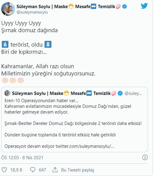 Süleyman Soylu'dan çok konuşulacak tweet! ''Uyyy Uyyy Uyyy'' - Resim : 1