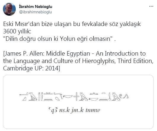 Ünlü gazeteci İbrahim Nebioğlu'ndan ''hiyeroglifli'' paylaşım - Resim : 1