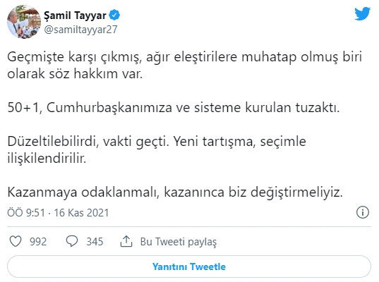 AK Partili isimden dikkat çeken iddia: ''50+1 Erdoğan'a kurulan tuzaktı'' - Resim : 1