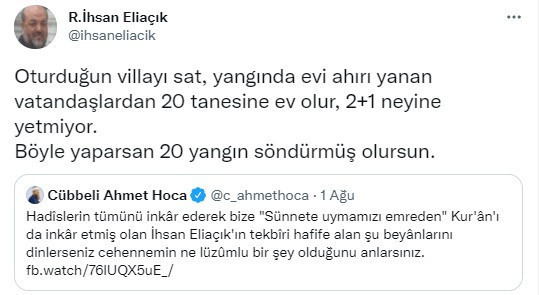İhsan Eliaçık'tan Cübbeli Ahmet'e: ''Oturduğun villayı sat'' - Resim : 1