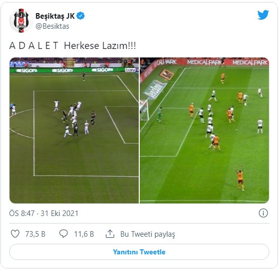 Beşiktaş'tan geceye damga vuran ''adalet'' paylaşımı - Resim : 1