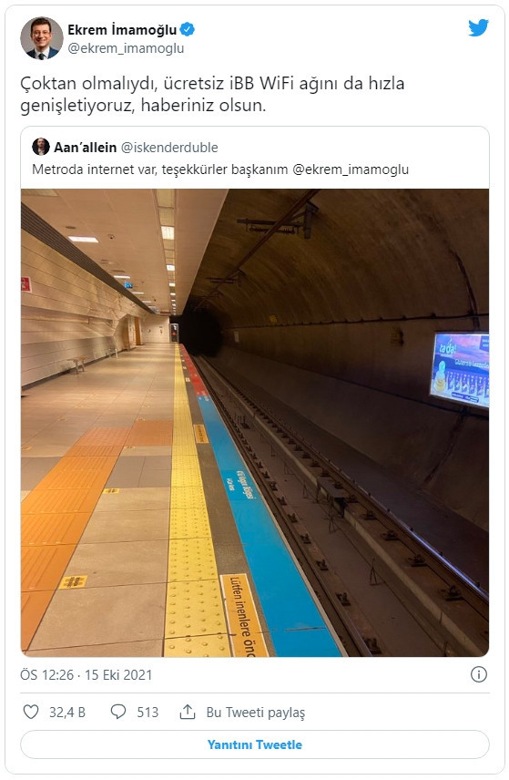 İmamoğlu'ndan metroda internet paylaşımı - Resim : 1