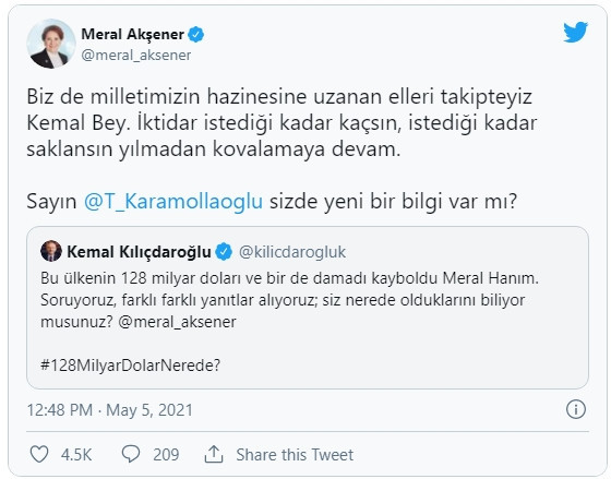 Kılıçdaroğlu ''128 milyar dolar ve damat nerede?'' diye sordu, Akşener yanıt verdi - Resim : 2