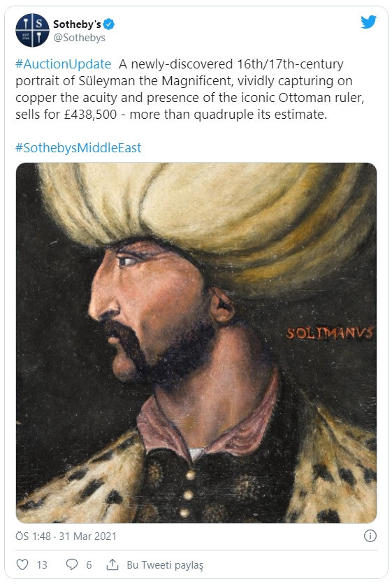 Kanuni Sultan Süleyman'ın portresine 5 milyon TL - Resim : 1