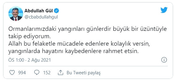 Abdullah Gül'e sessizliğini yangınlar bozdurdu - Resim : 1