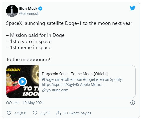 Elon Musk'tan bir Dogecoin paylaşımı daha - Resim : 1