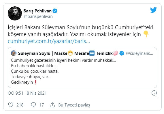 Bakan Soylu'dan Cumhuriyet gazetesine yaylım ateşi - Resim : 1