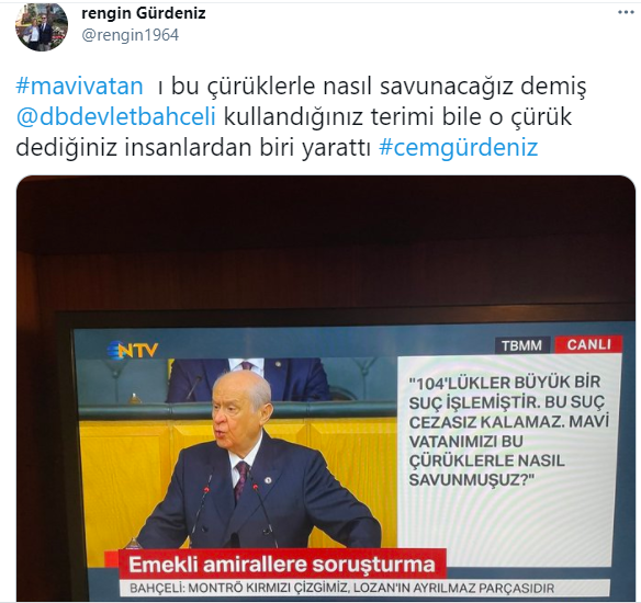 Cem Gürdeniz'in eşi Rengin Gürdeniz'den Bahçeli'ye 'çürük' tepkisi - Resim : 1