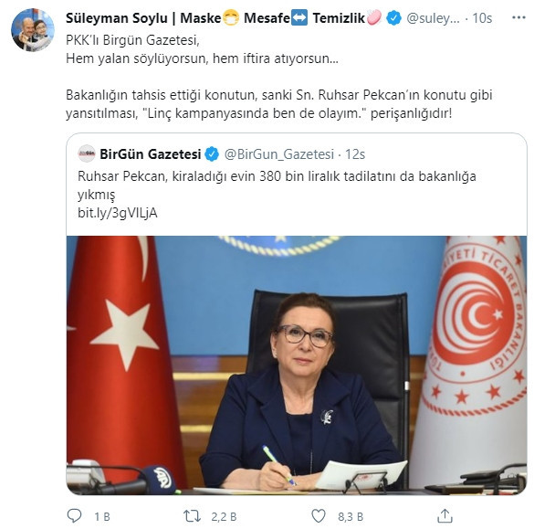 Bakan Soylu, Birgün gazetesini PKK'lı ilan etti! - Resim : 1