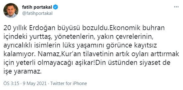 Fatih Portakal: ''AK Parti'de 20 yıllık Erdoğan büyüsü bozuldu'' - Resim : 1