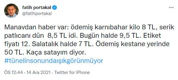 Fatih Portakal sokağın enflasyonunu açıkladı: - Resim : 1