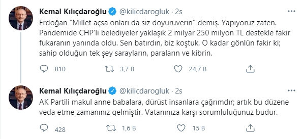 Kılıçdaroğlu'ndan Erdoğan'a ''millet aç'' yanıtı - Resim : 1