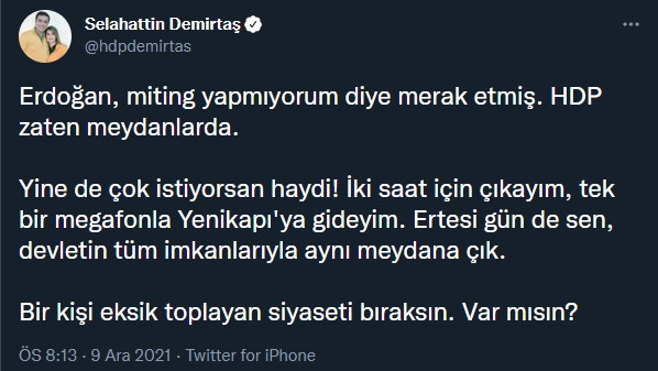 Selahattin Demirtaş'tan Erdoğan'a yanıt: - Resim : 1