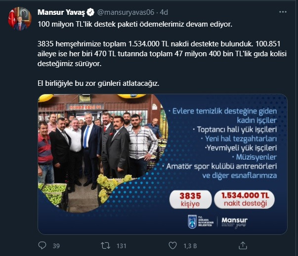 Mansur Yavaş yardım verilerini paylaştı: El birliği ile atlatacağız - Resim : 1