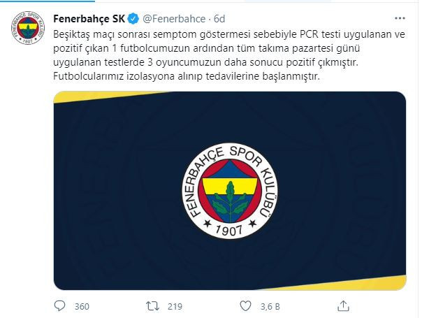 Fenerbahçe'de 4 futbolcu koronavirüse yakalandı - Resim : 1