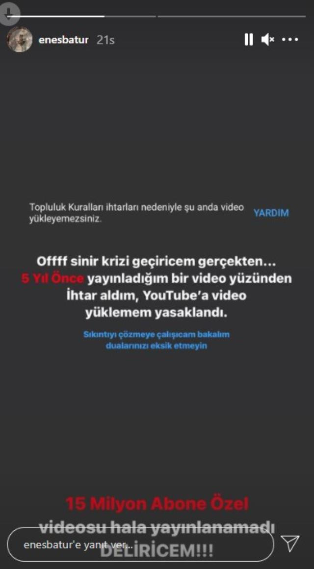 Enes Batur'a şok! Youtube'a video yüklemesi yasaklandı - Resim : 1