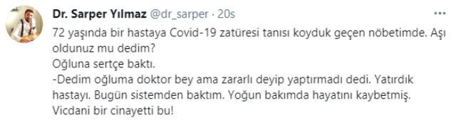 Oğlunun aşı yaptırmasına izin vermediği 72 yaşındaki hasta koronadan öldü - Resim : 1