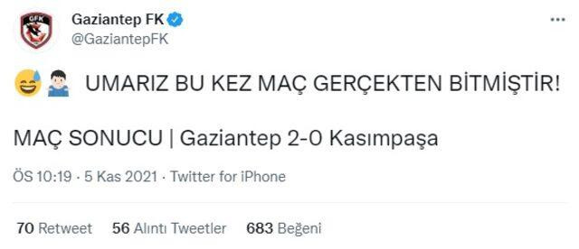 Gaziantep FK-Kasımpaşa maçında tarihi olay: Hakem oyuncuları duştan çağırdı - Resim : 1