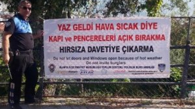 Polisten sıcağa karşı hırsız uyarısı