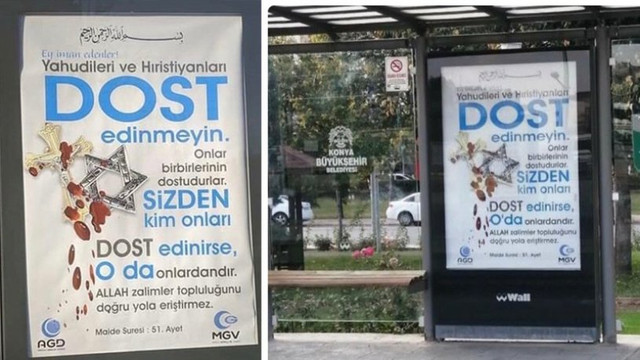 Duraklara ''nefret söylemi'' içeren afişler asıldı !