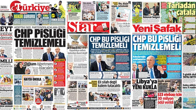 Hükümet medyasında ''ortak'' manşet!