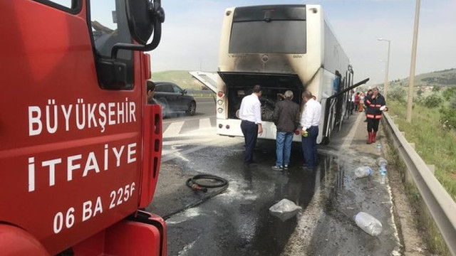 Ankara'da yolcu otobüsünde yangın