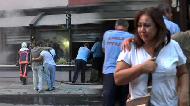 Restoranı yanarken gözyaşlarına boğuldu