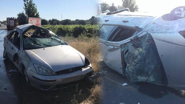 Feci kaza ! Otomobil takla attı: Yaralılar var