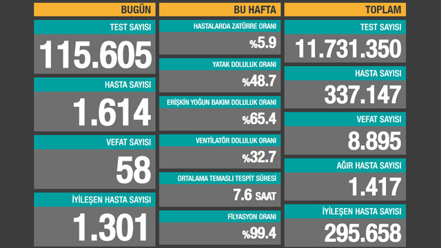 Korona 58 can daha aldı! İşte son 24 saatin koronavirüs tablosu