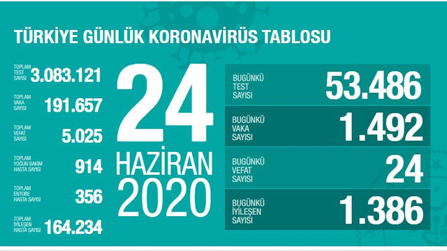 Türkiye'de koronavirüsten can kaybı 5 bin 25 oldu