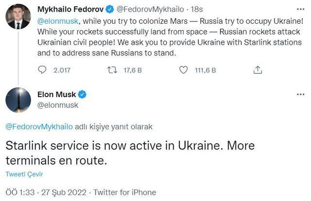 Elon Musk'tan Ukrayna'ya yardım: Aktif edildi - Resim : 1