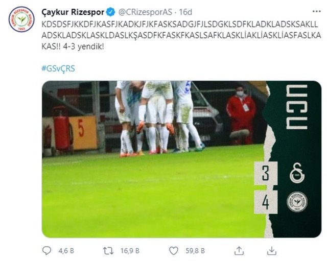 Çaykur Rizespor'dan Galatasaray maçı sonrası bomba tweet! - Resim : 1