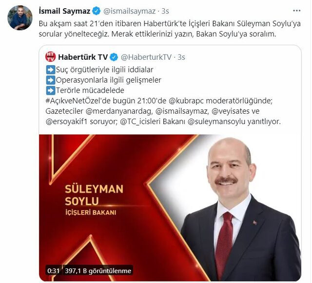 İçişleri Bakanı Süleyman Soylu canlı yayında iddiaları yanıtlayacak - Resim : 1