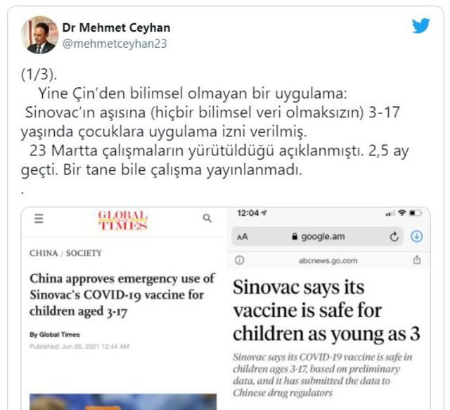 Prof. Dr. Mehmet Ceyhan'dan koronavirüs aşısıyla ilgili karara tepki - Resim : 1