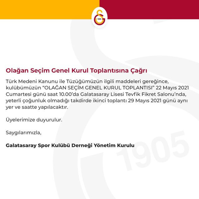 Galatasaray'da seçim tarihi belli oldu! - Resim : 1