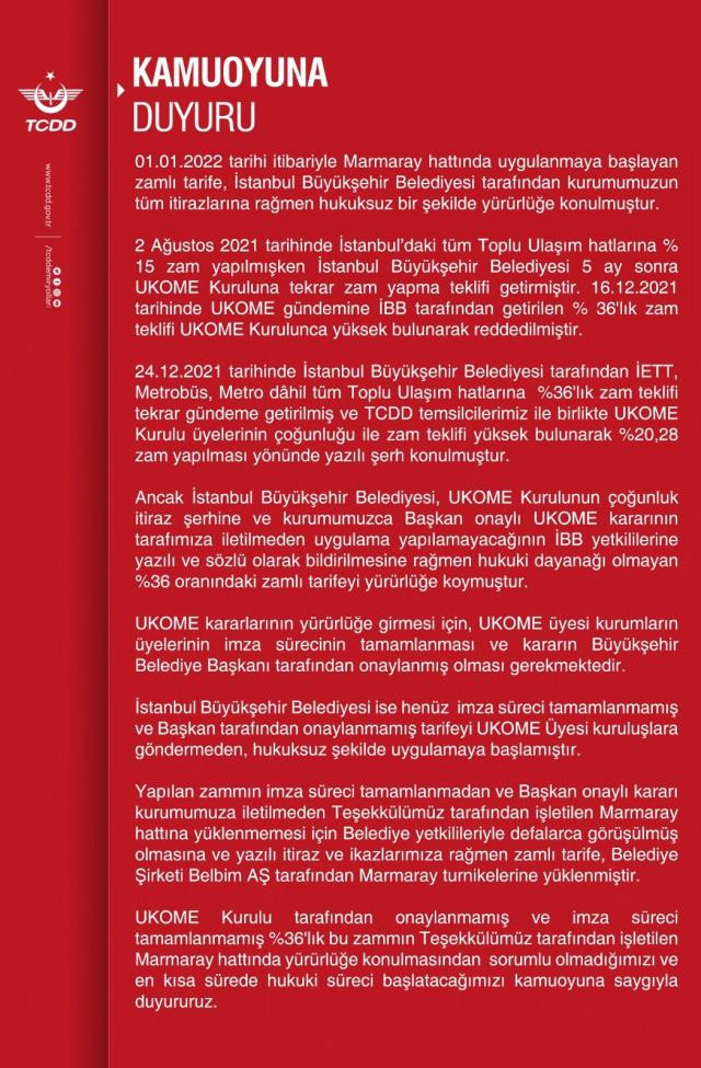 Marmaray'a zam krizi büyüyor! İBB'den TCDD'ye yanıt: Devlet kurumları trolleşemez - Resim : 2