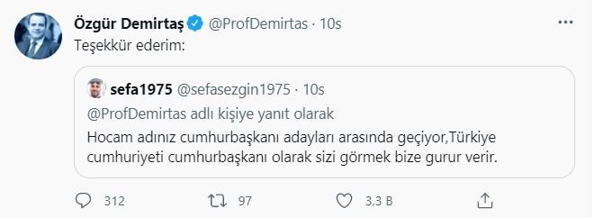 Prof. Dr. Demirtaş ''Cumhurbaşkanı adaylığı" teklifine bu yanıtı verdi - Resim : 1