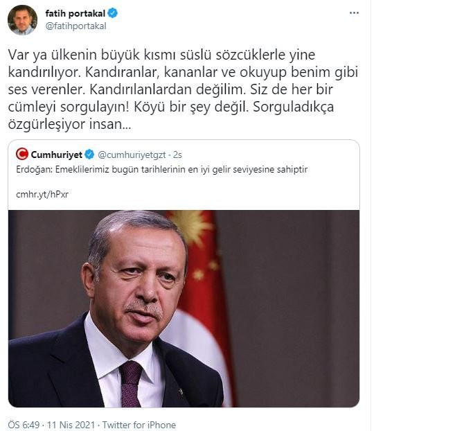 Fatih Portakal'dan Cumhurbaşkanı Erdoğan'ı kızdıracak sözler - Resim : 1